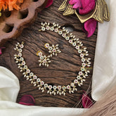 Vriksham Simple Red White & Green AD Stone Leaf Short Neckpiece-G16333